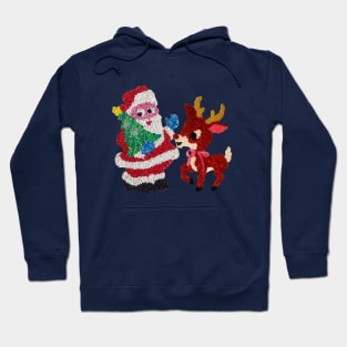 Santa & Rudolph Vintage Melted Plastic Hoodie